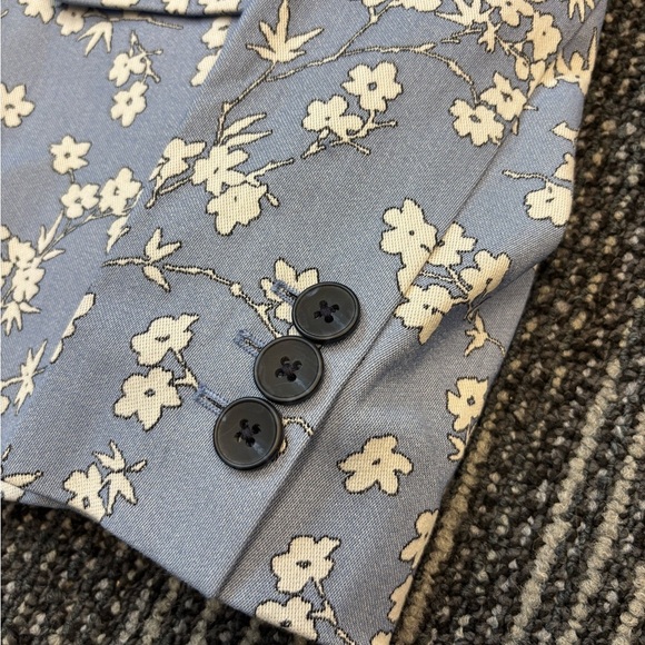 NWOT Talbots size 6 blazer Floral jacquard Jacket Blue White - Picture 11 of 14